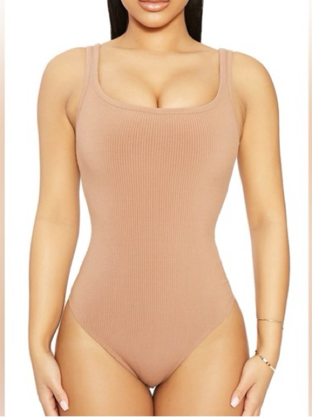 NWOT Naked Wardrobe Snatched So Good Ribbed Bodysuit in WHITE